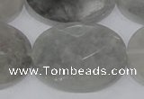 CCQ160 15.5 inches 25*35mm faceted oval cloudy quartz beads wholesale