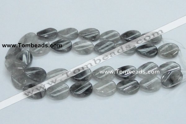 CCQ161 15.5 inches 20*25mm twisted oval cloudy quartz beads wholesale