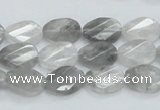 CCQ163 15.5 inches 10*14mm twisted & faceted oval cloudy quartz beads