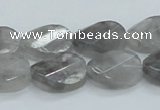 CCQ164 15.5 inches 13*18mm twisted & faceted oval cloudy quartz beads