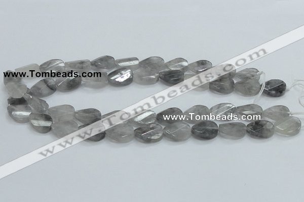 CCQ164 15.5 inches 13*18mm twisted & faceted oval cloudy quartz beads