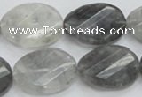 CCQ166 15.5 inches 18*25mm twisted & faceted oval cloudy quartz beads