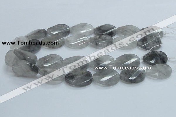 CCQ167 15.5 inches 22*30mm twisted & faceted oval cloudy quartz beads