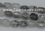 CCQ184 15.5 inches 8*10mm faceted rectangle cloudy quartz beads