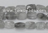 CCQ185 15.5 inches 8*12mm faceted rectangle cloudy quartz beads