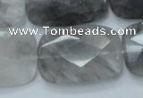 CCQ191 15.5 inches 20*30mm faceted rectangle cloudy quartz beads