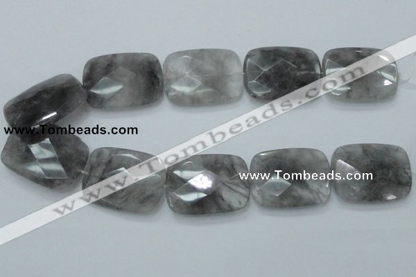 CCQ192 15.5 inches 30*40mm faceted rectangle cloudy quartz beads