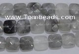 CCQ197 15.5 inches 8*8mm faceted square cloudy quartz beads