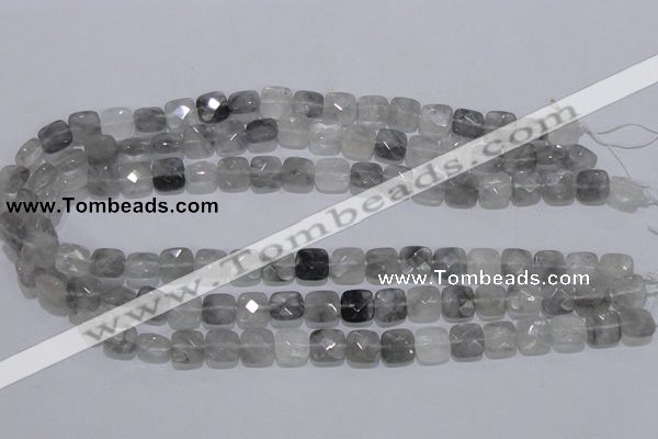 CCQ197 15.5 inches 8*8mm faceted square cloudy quartz beads