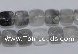 CCQ198 15.5 inches 10*10mm faceted square cloudy quartz beads