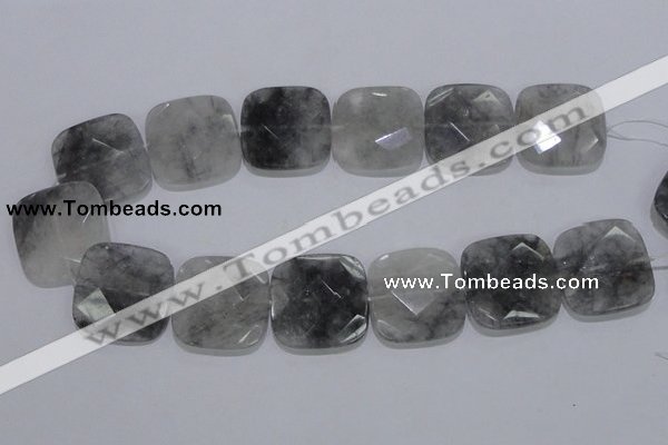 CCQ201 15.5 inches 30*30mm faceted square cloudy quartz beads