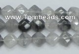 CCQ207 15.5 inches 8*8mm faceted diamond cloudy quartz beads