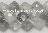 CCQ208 15.5 inches 10*10mm faceted diamond cloudy quartz beads