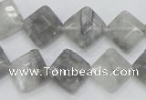 CCQ209 15.5 inches 12*12mm faceted diamond cloudy quartz beads