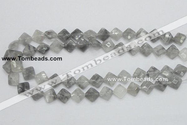 CCQ209 15.5 inches 12*12mm faceted diamond cloudy quartz beads