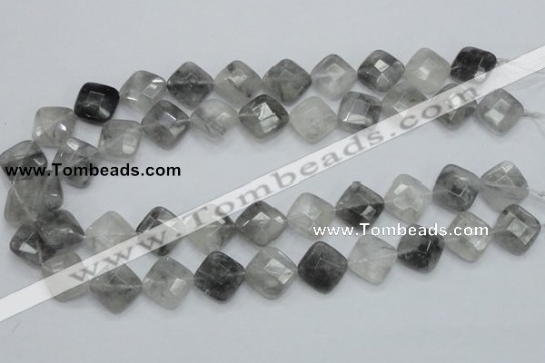 CCQ210 15.5 inches 15*15mm faceted diamond cloudy quartz beads