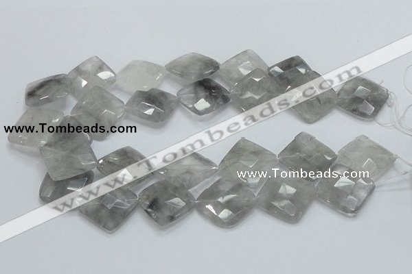 CCQ211 15.5 inches 25*25mm faceted diamond cloudy quartz beads