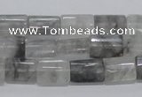 CCQ219 15.5 inches 10*15mm faceted & flat column cloudy quartz beads