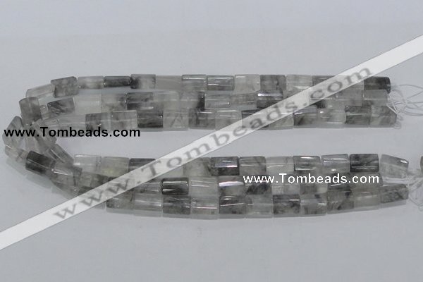 CCQ219 15.5 inches 10*15mm faceted & flat column cloudy quartz beads