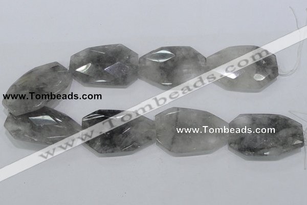 CCQ231 15.5 inches 30*50mm faceted freeform cloudy quartz beads