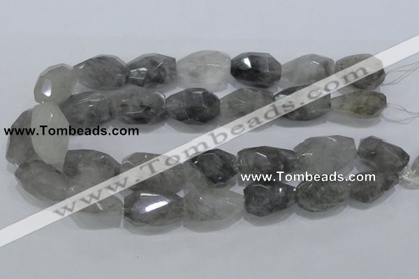 CCQ233 15.5 inches 20*30mm faceted nugget cloudy quartz beads