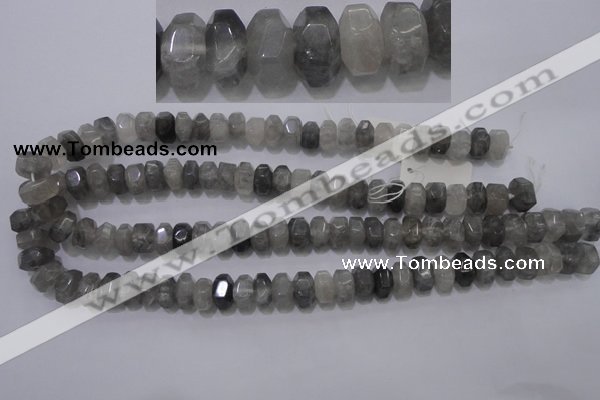 CCQ237 15.5 inches 8*12mm faceted rondelle cloudy quartz beads