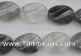 CCQ249 15.5 inches 13*18mm twisted oval cloudy quartz beads wholesale