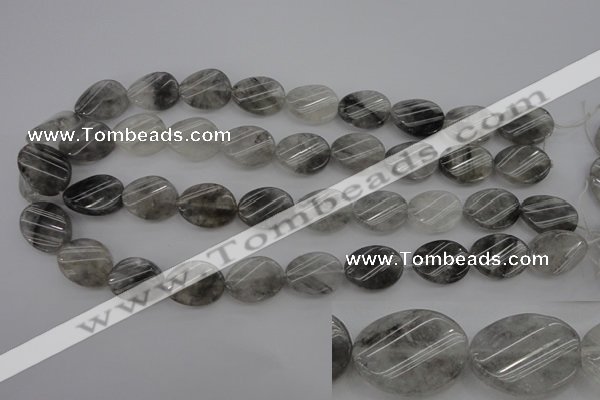 CCQ250 15.5 inches 15*20mm twisted oval cloudy quartz beads wholesale