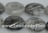 CCQ251 15.5 inches 18*25mm twisted oval cloudy quartz beads wholesale