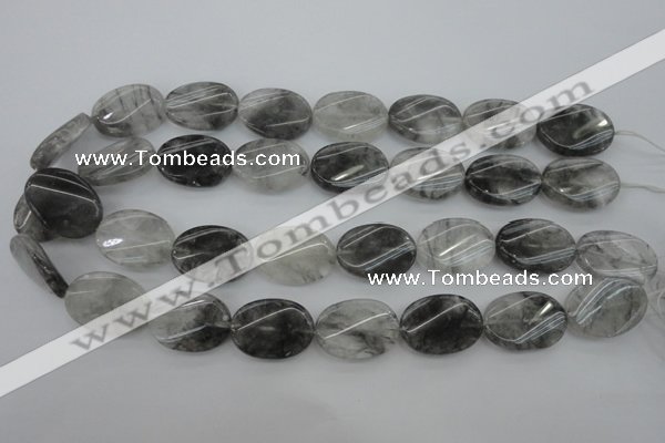 CCQ251 15.5 inches 18*25mm twisted oval cloudy quartz beads wholesale