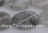 CCQ252 15.5 inches 20*30mm twisted oval cloudy quartz beads wholesale