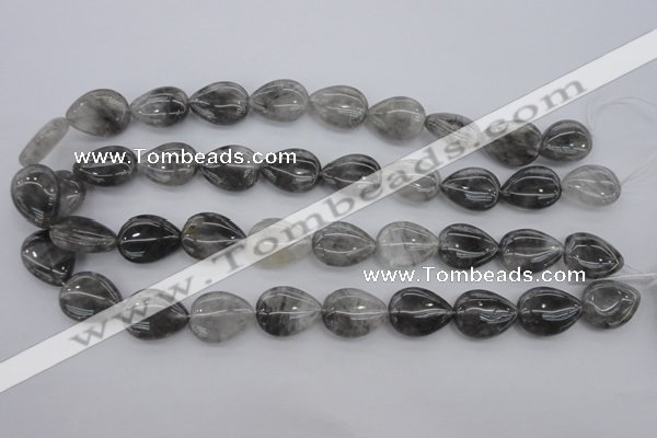 CCQ254 15.5 inches 15*20mm flat teardrop cloudy quartz beads