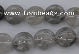 CCQ258 15.5 inches 14mm flat round cloudy quartz beads