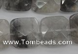 CCQ262 15.5 inches 20*20mm faceted square cloudy quartz beads