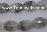 CCQ265 15.5 inches 12*16mm faceted oval cloudy quartz beads