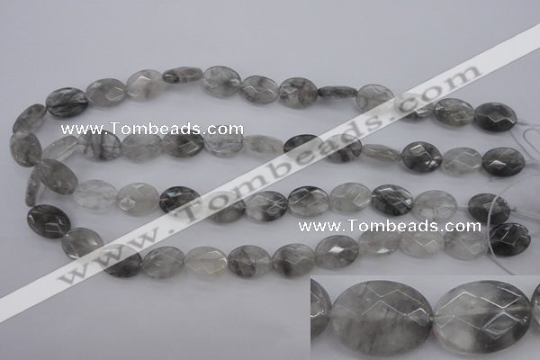 CCQ265 15.5 inches 12*16mm faceted oval cloudy quartz beads