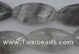 CCQ266 15.5 inches 15*30mm faceted oval cloudy quartz beads