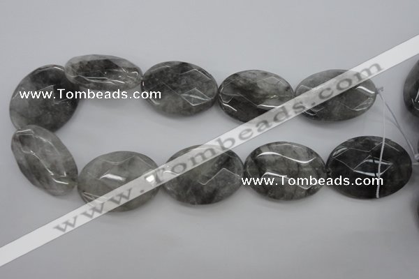 CCQ268 15.5 inches 30*40mm faceted oval cloudy quartz beads