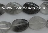 CCQ278 15.5 inches 15*20mm faceted & twisted oval cloudy quartz beads