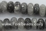 CCQ285 15.5 inches 8*16mm faceted rondelle cloudy quartz beads