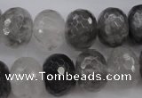 CCQ286 15.5 inches 12*16mm faceted rondelle cloudy quartz beads