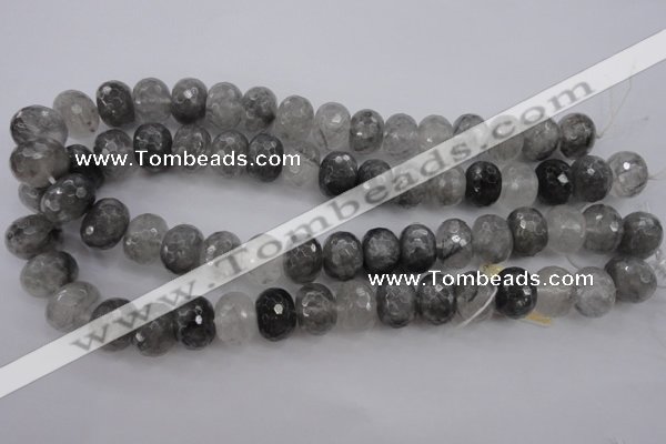 CCQ286 15.5 inches 12*16mm faceted rondelle cloudy quartz beads