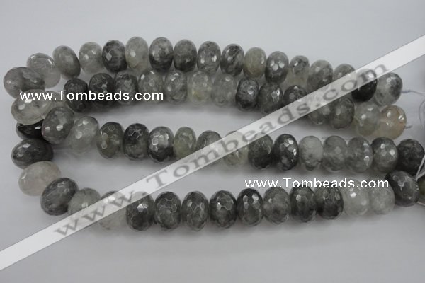 CCQ287 15.5 inches 12*18mm faceted rondelle cloudy quartz beads