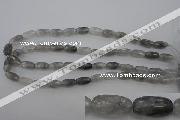 CCQ291 15.5 inches 8*16mm faceted rice cloudy quartz beads