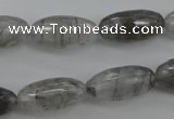 CCQ292 15.5 inches 10*20mm faceted rice cloudy quartz beads