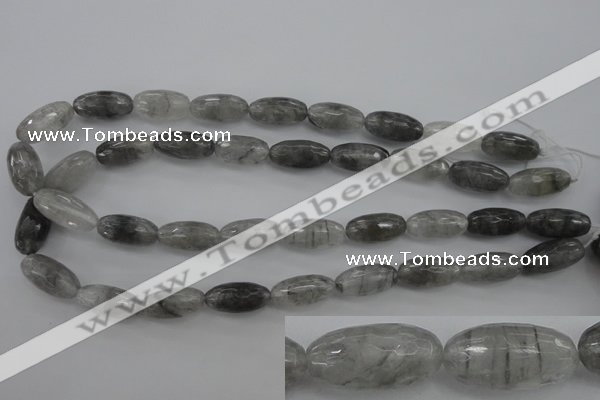 CCQ292 15.5 inches 10*20mm faceted rice cloudy quartz beads