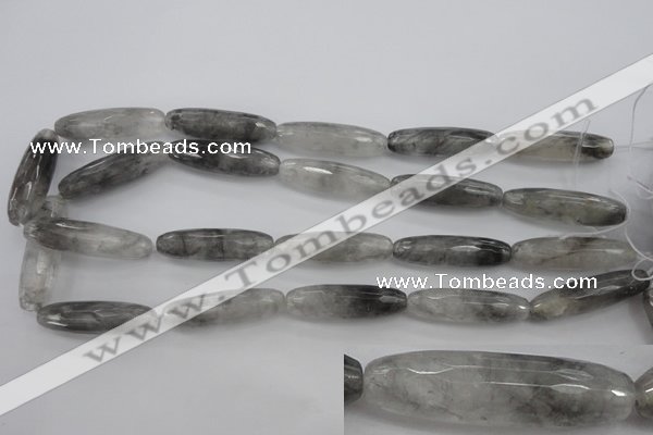 CCQ293 15.5 inches 10*35mm faceted rice cloudy quartz beads