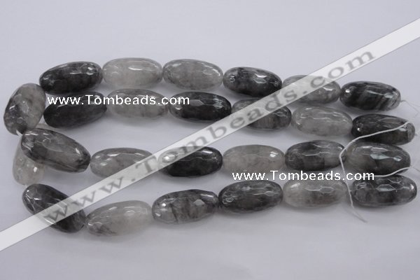 CCQ294 15.5 inches 15*30mm faceted rice cloudy quartz beads