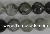 CCQ315 15.5 inches 14mm faceted round cloudy quartz beads wholesale