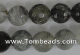 CCQ315 15.5 inches 14mm faceted round cloudy quartz beads wholesale